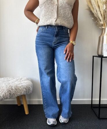Dark blue wide leg jeans (stretch)