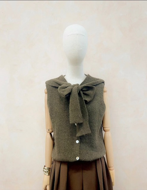 Khaki scarf tie knit - Afbeelding 3