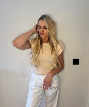Beige ruffle top