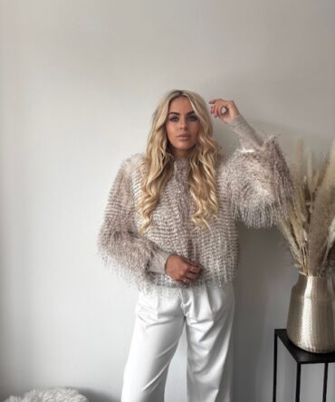 Grey fringe jacket