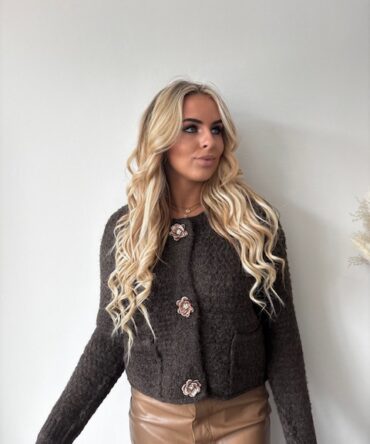 Flower button gilet long sleeve