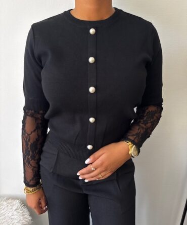 Chic lace pearl cardigan