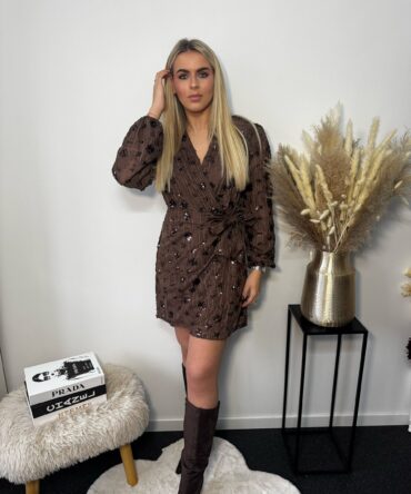 Brown Sequin Mocha Dress
