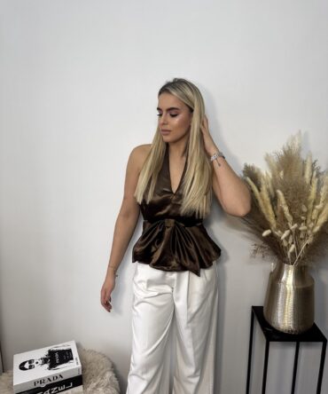 Brown Halterneck Bow Top