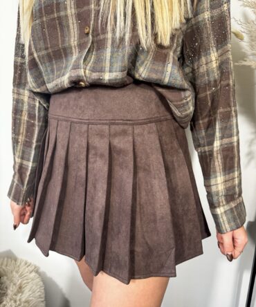 Brown Pleated Skirt