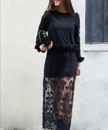 Sheer Lace Maxi Skirt