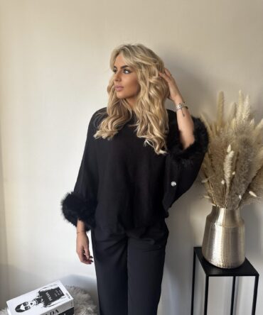 Black Soft Knit Poncho