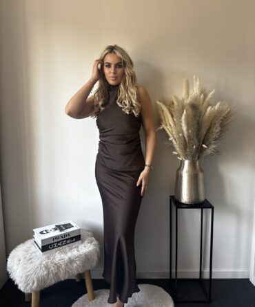 Brown satin Elo dress